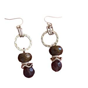 J. Jill Gold Plated Bronze Crystals Gold Round Dangle Pierced Earrings